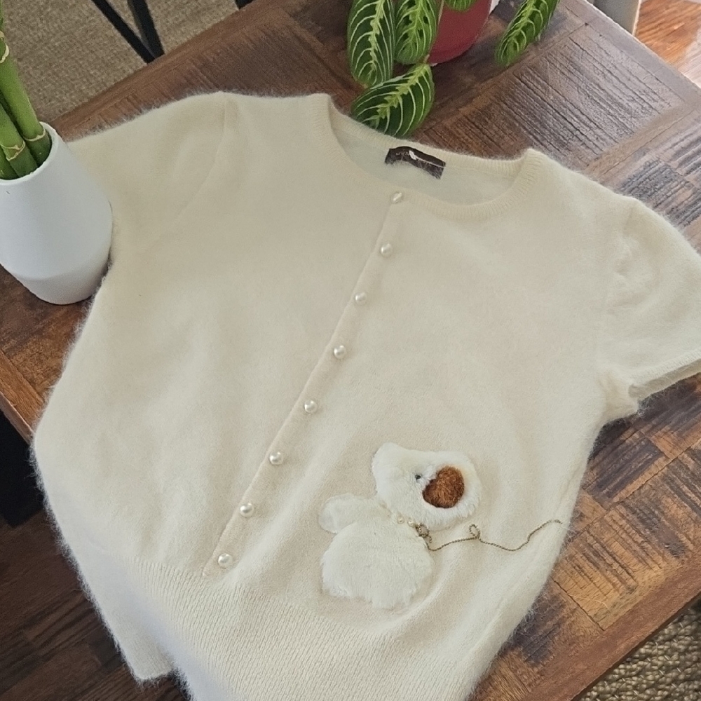 Cream Knit Cardigan Sweater
